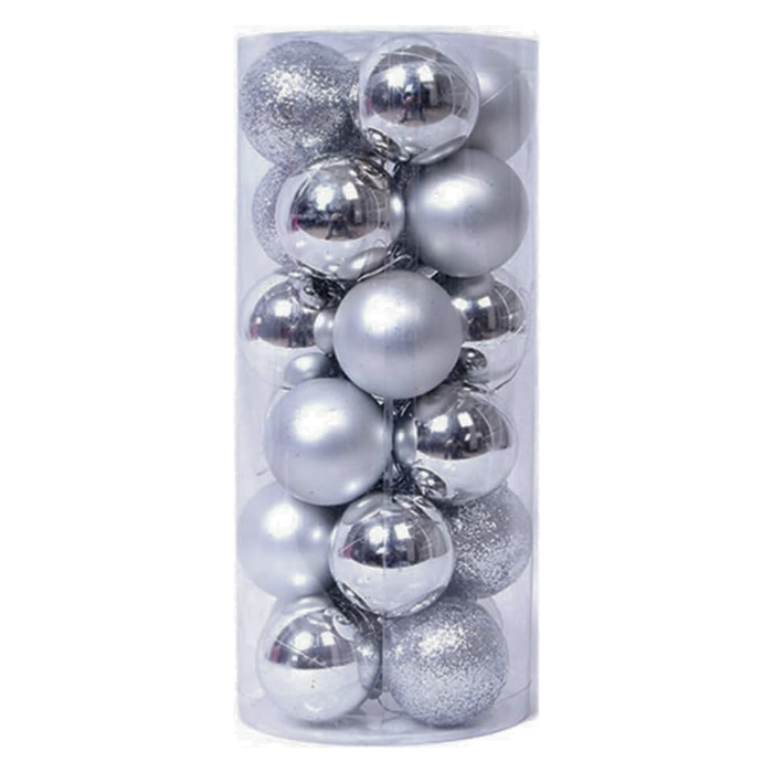 Zilveren kerstballen 24x - 6 cm