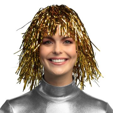 Pruik gouden glitter
