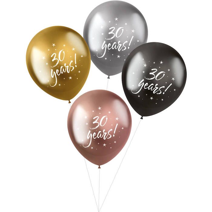 30 Jaar Ballonnen Metallic 4x - 33 cm