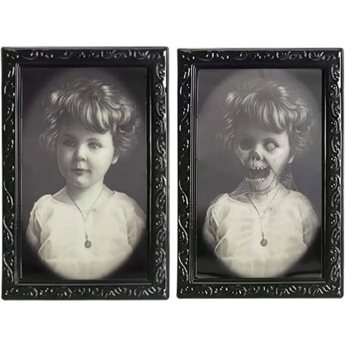 Angstaanjagend 3D Halloween portret met veranderend beeld 38x25 cm - Babypopo portret