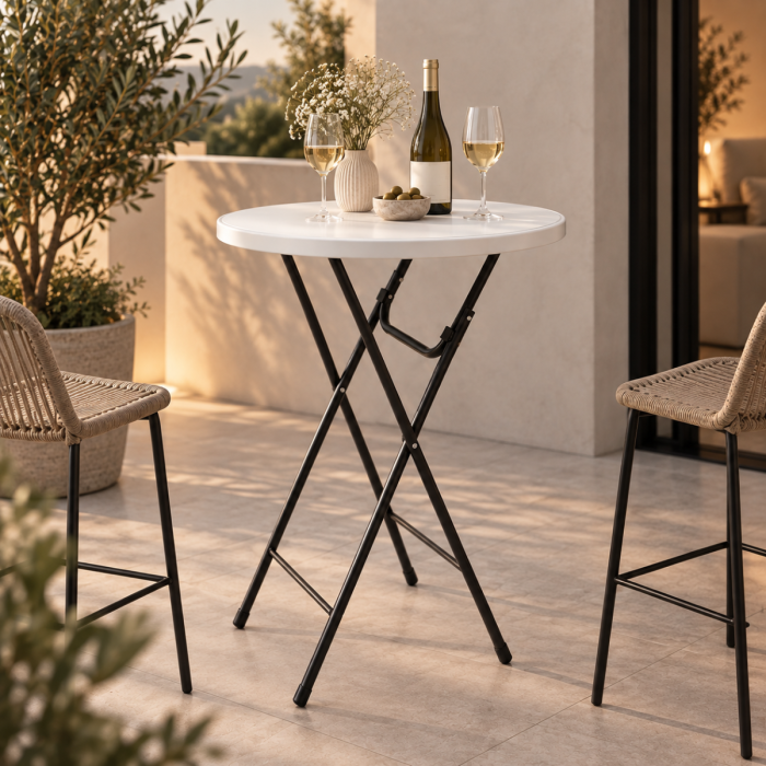 Robuuste bartafel wit - Ø80 cm