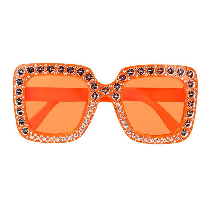 Oranje disco brillen met bling