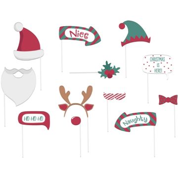 Holly jolly photo booth kerstaccessoires 12x