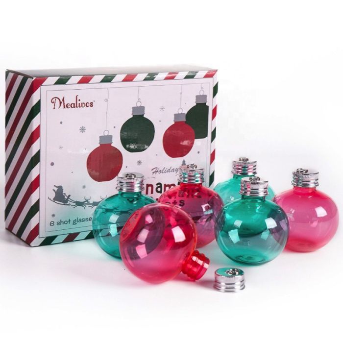 Kerstballen rood en groen 6x