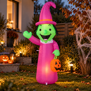 Opblaasbare Halloween-heks met LED 150 cm