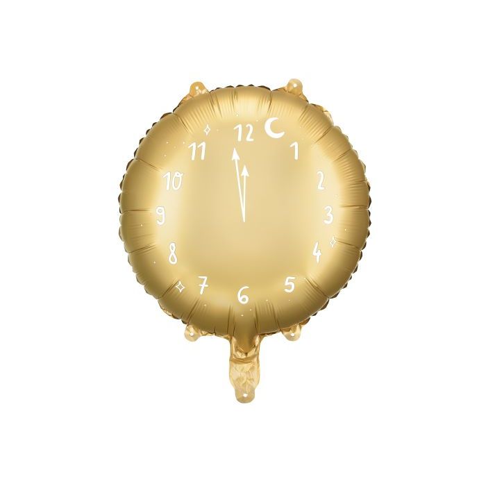 Gouden ronde klok folieballon - 45 cm