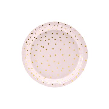 Roze Bord Met Stippen 6x - 18 cm 