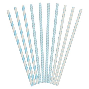 Papieren rietjes blauw mix 24x
