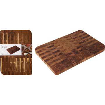 Serveermat van teakhout met teakhout patroon 40x28 cm