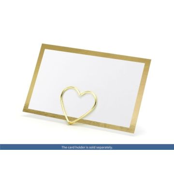 Wit naamkaartje met dikke gouden rand 10x - 9,5x5,5 cm