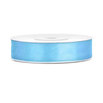 Lichtblauwe satijnen lint - 12 mm x 25 m