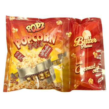 Popcorn 75x popcornporties met maïs, zout en kokosolie (9pk)