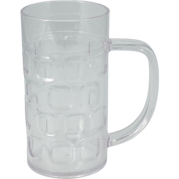 Bierglas met handvat en reliëfpatroon 500 ml