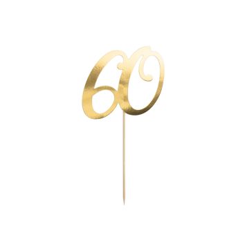 60 jaar taartdecoratie goud - 20,5 cm