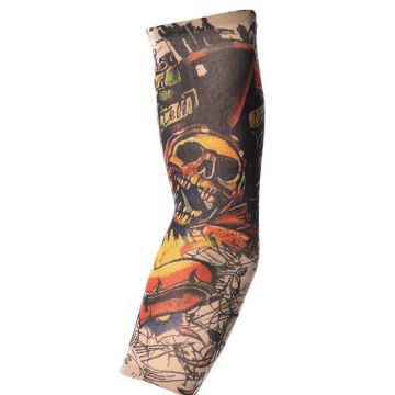 Meer kleurige doodskop tattoo sleeve