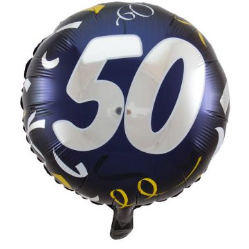 50 Jaar Verjaardagsballon Blauw - 45 cm