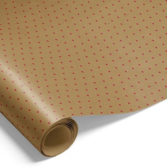 Cadeaupapier met hartjes bruin cadeauverpakking 10m Het Oude Apotheek