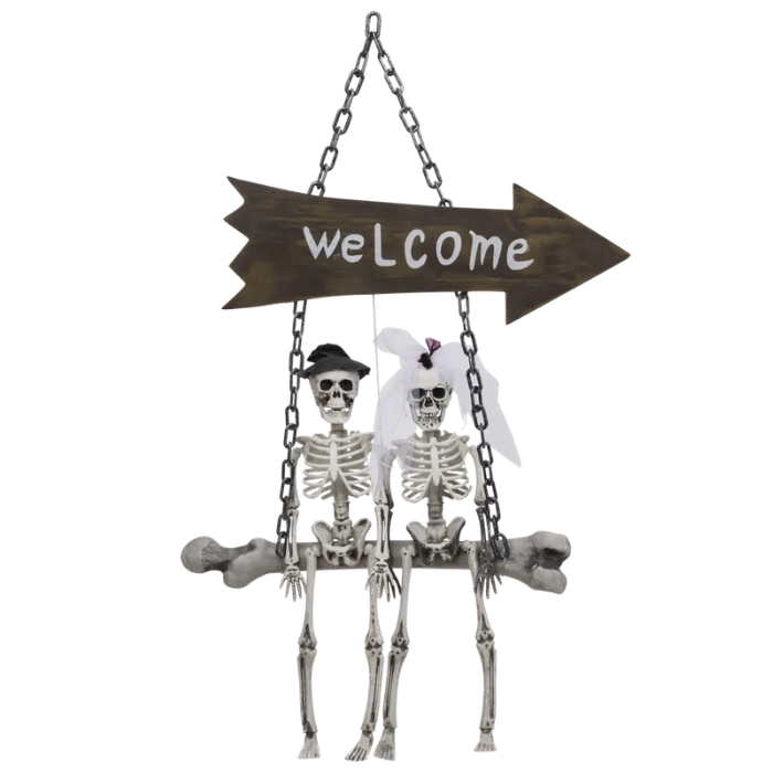 Halloween Skeletten bruidspaar op schommel - 72 cm