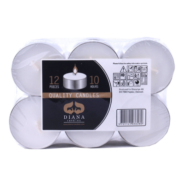 Witte waxinelichtjes 12x - 10 uur