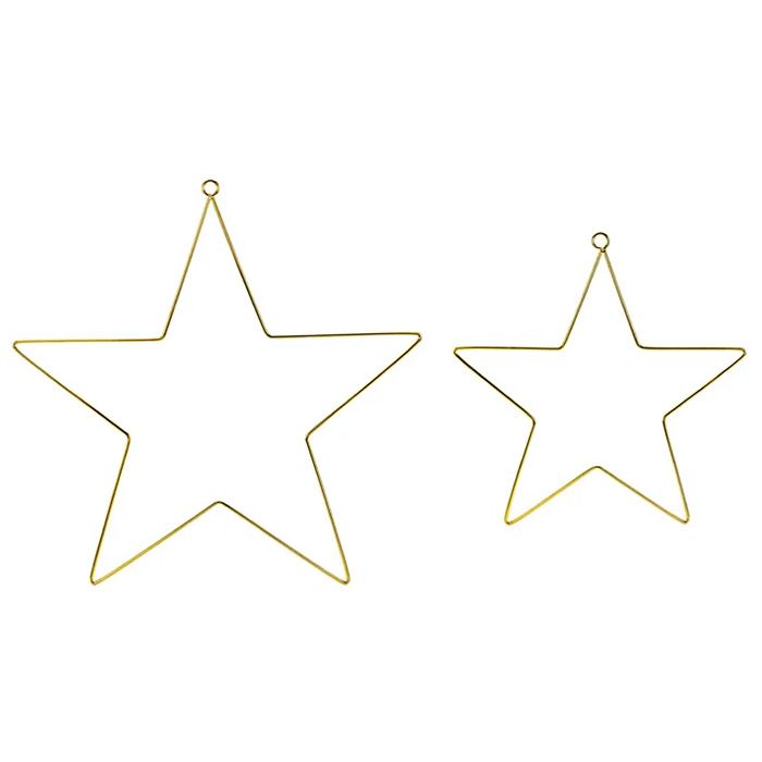 Gouden Kerststerren 2x - Metaal
