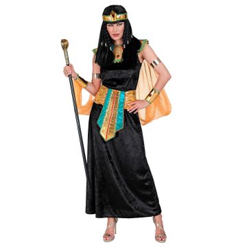 Lang Egyptische Koninginnenjurk in zwart