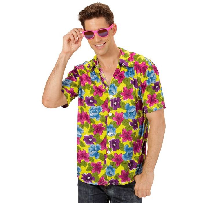 Gele gebloemde hawaii shirt