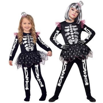 Glitter skelet kostuum voor meisjes