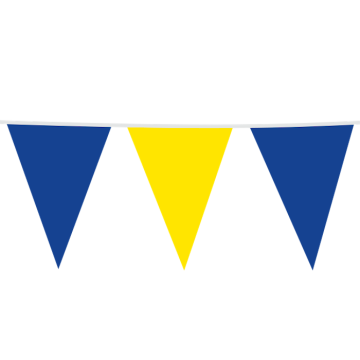 Blauwe en Gele Vlagguirlande - Vlag 30 x 45 cm - 10 meter 