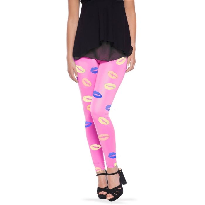 Roze leggings met kusjesmotief