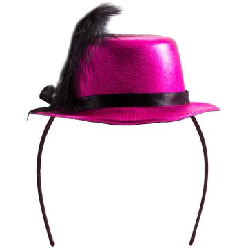 Roze metalen mini hoge hoed
