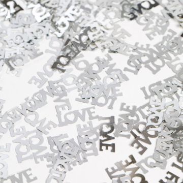 Zilvergekleurde love letters tafelconfetti - 14 g