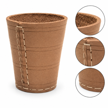 Dobbelbeker leer natuurkleurig 1x
