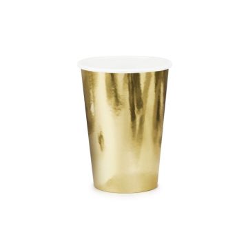 Gouden Papieren Bekers 6x - 220 ml