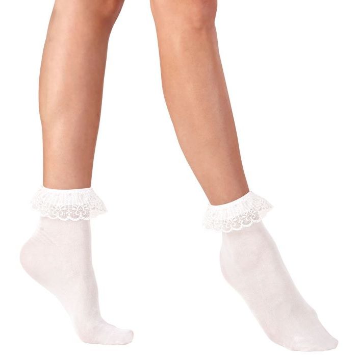 Witte jaren '50 nylon kousen met kant - Onesize