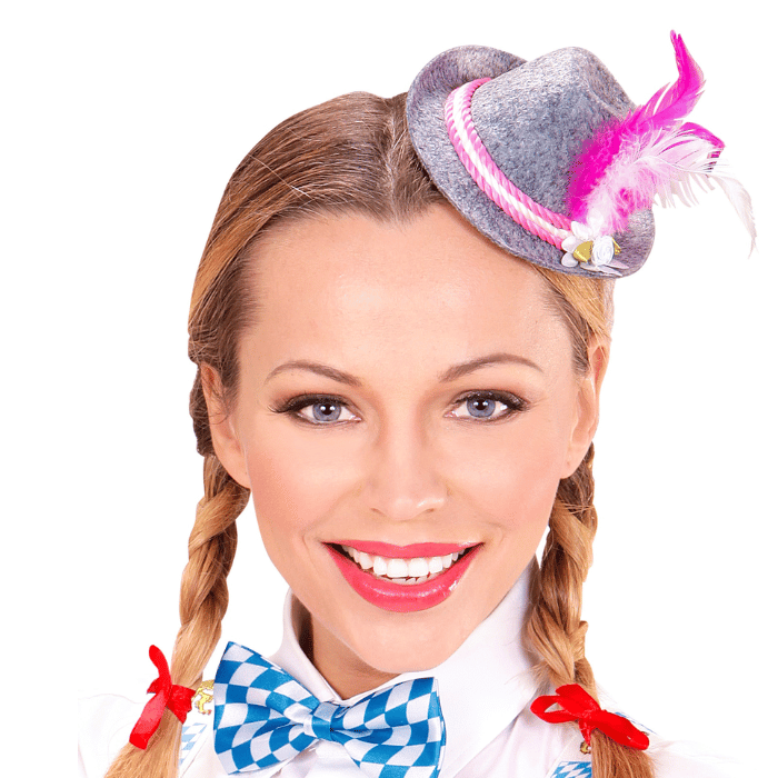 Roze/grijze mini-tyrolean-hoed