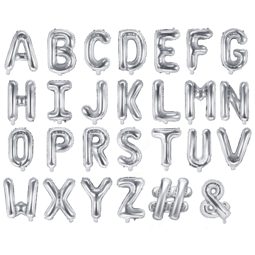 Zilveren letters ballon 35 cm
