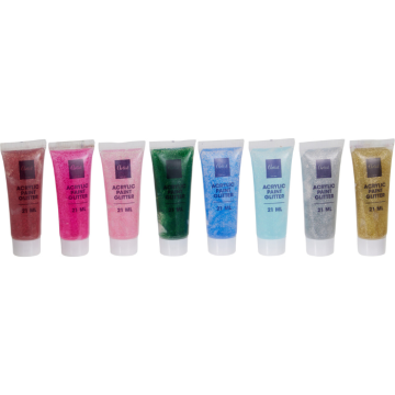 Acrylverf glitter 8x 21 ml. 