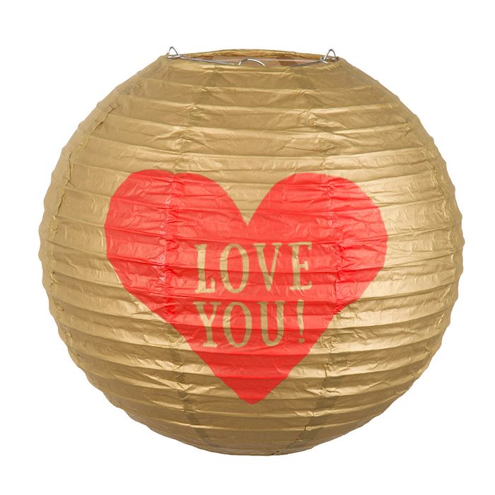 Hou van jou ronde gouden lantaarn - 25 cm
