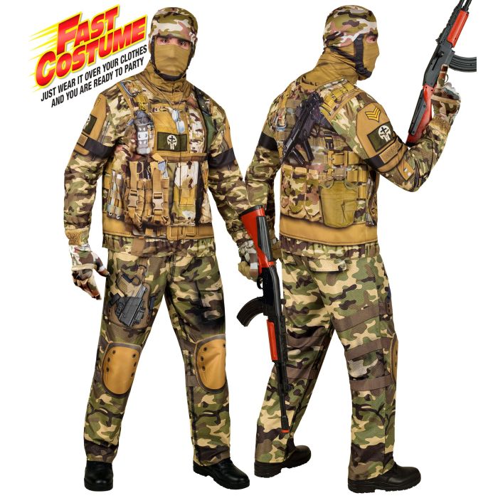 Soldatenkostuum voor heren in camouflage