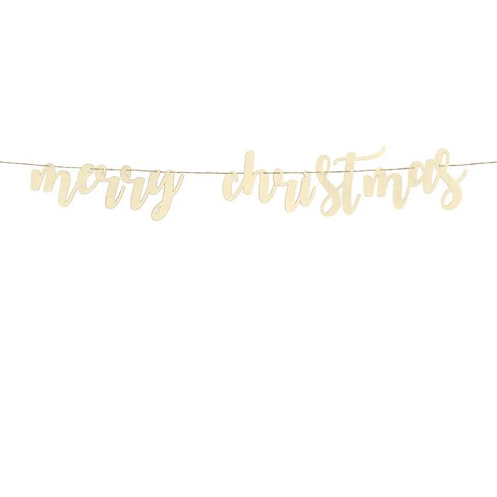 Merry Christmas Banner van Hout - 87 cm