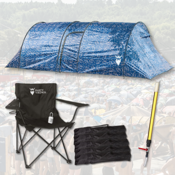 Festivalpakket 6 personen Premium - RAGNAR tent, festivalstoel enz.