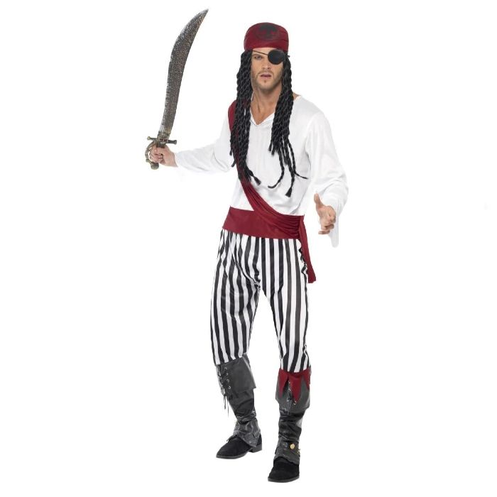Klassiek piratkostuum met gestreepte details