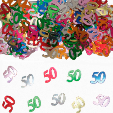 50 jaar verjaardag confetti in meerdere kleuren - 14g