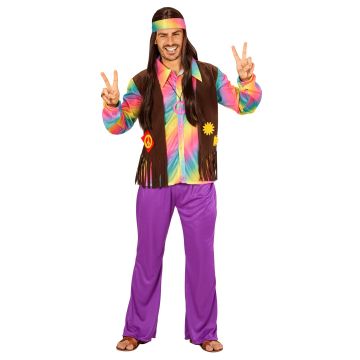 Hippiekostuum met vest, broek en hoofdband