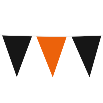 Zwart en oranje halloween vlagguirlande met grote vlaggen - 10 m