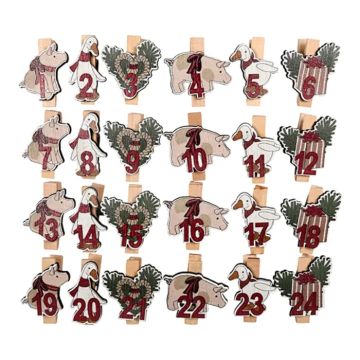Klemmen voor de pakkekalender met kerstfiguren Det Gamle Apotek