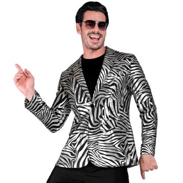 Zilveren zebra jas met metallic uitstraling