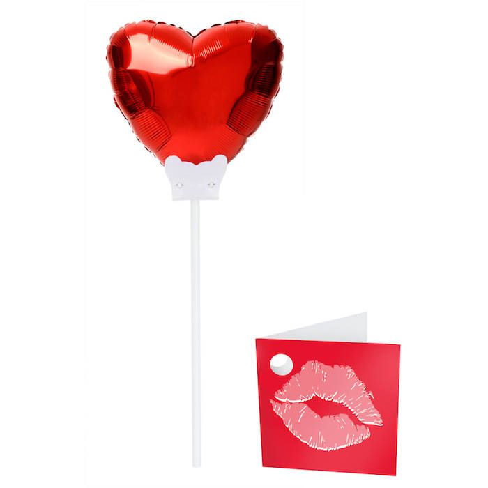 Rode Hartvormige Ballon op Stok met Kaart