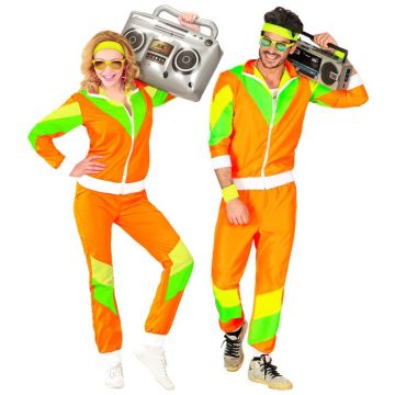 Oranje retro trainingsoutfit - 2 delen
