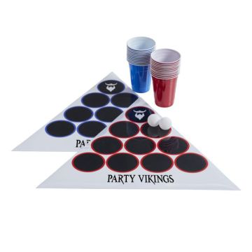 Beer Pong set PartyVikings - incl. driehoekige kleedjes, ballen & bekers
